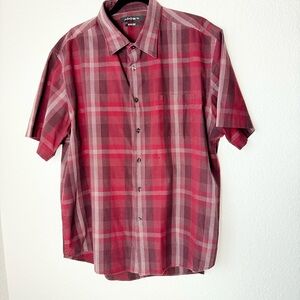 Axist Slim Fit Mens Short Sleeve Red Plaid Button-Down Shirt XXL, Flawed Shirt h